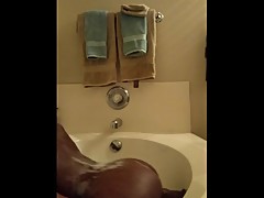Black wife caught taking  Huge dildo in tub