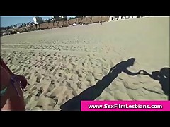 Teen interracial lesbians meet to make a sex tape on the beach