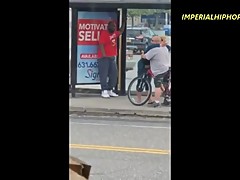 Husband catches his wife at the bus stop after she had sex with a black guy