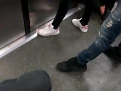 Black tight jean in the subway