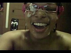 Black Girl With Glasses Takes a Facial on Webcam (WivesOnWebcam.com)